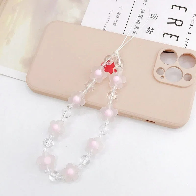 Acrylic Flower Cat Head Beads Charm Phone Chain