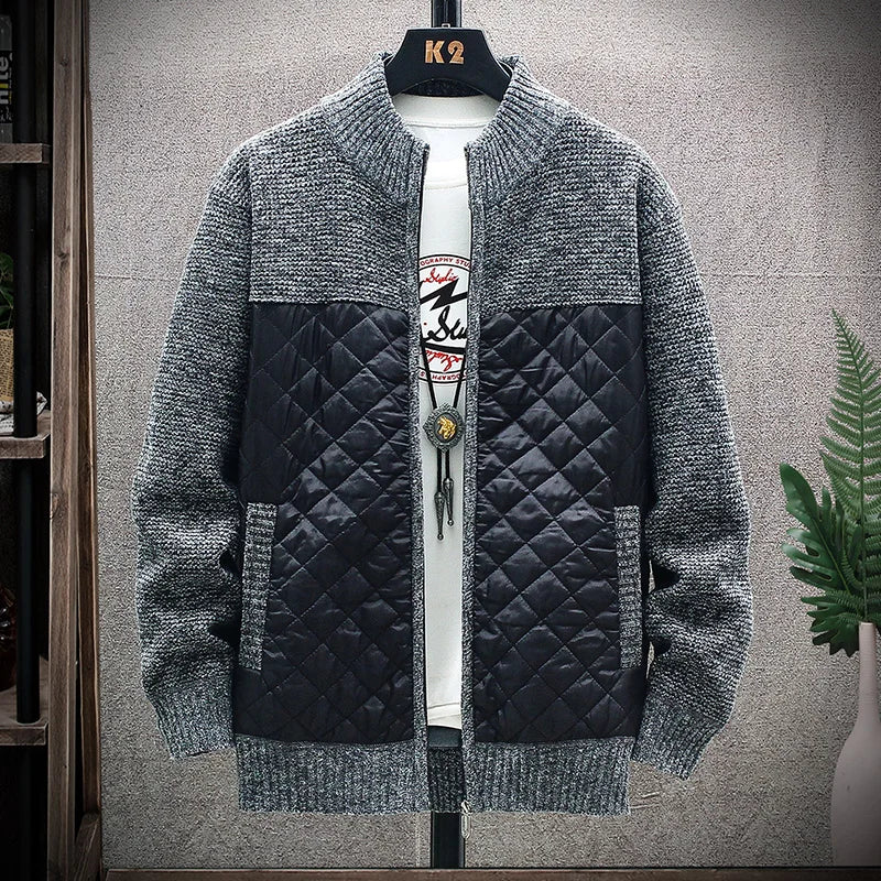 Men's Casual Standing Collar Sweater Jacket