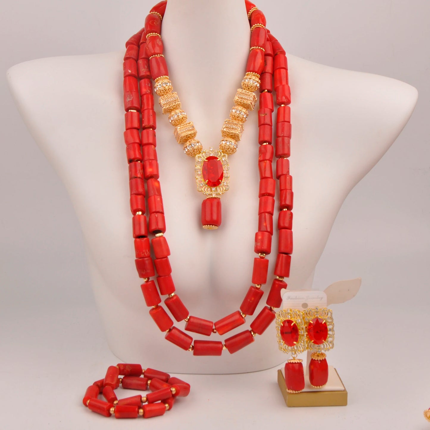 32 inches Coral Beads Necklace Jewelry Sets