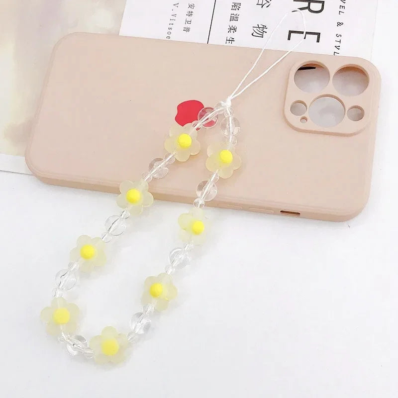 Acrylic Flower Cat Head Beads Charm Phone Chain