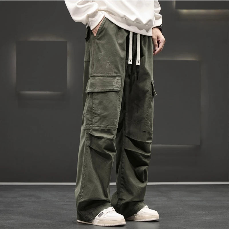 Wide Leg  Cotton Cargo Pants