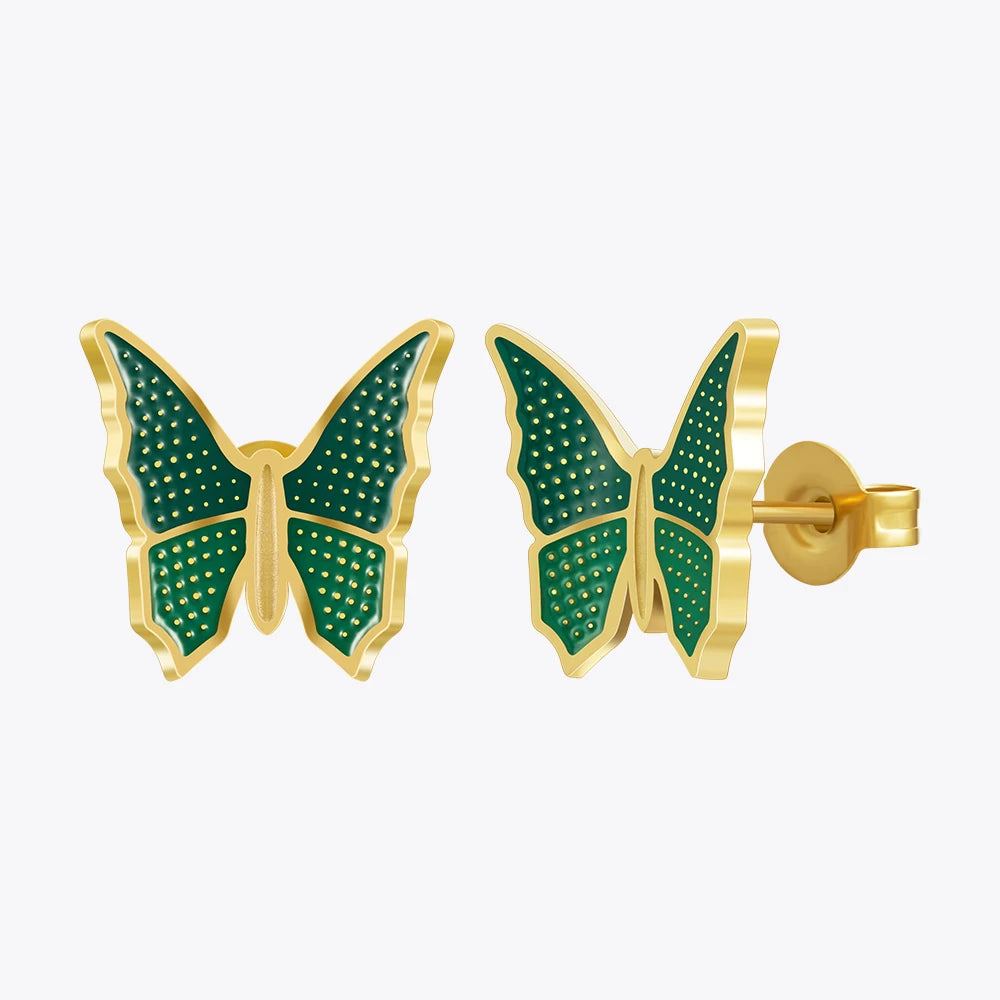 Gold Color Butterfly Stud Earrings