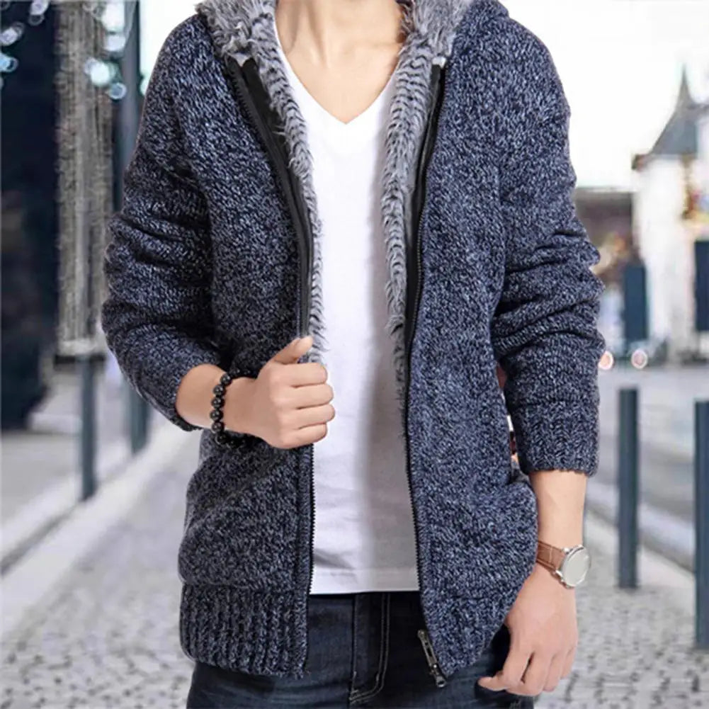 Knitted Hooded Sweater Jacket