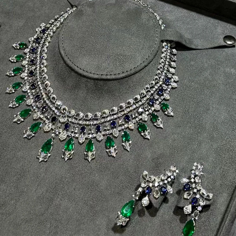 4pcs  Luxury Cubic Zirconia Necklace Jewelry Set