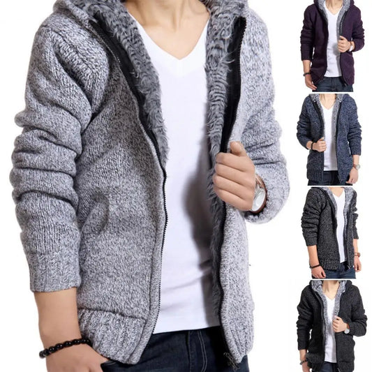 Knitted Hooded Sweater Jacket