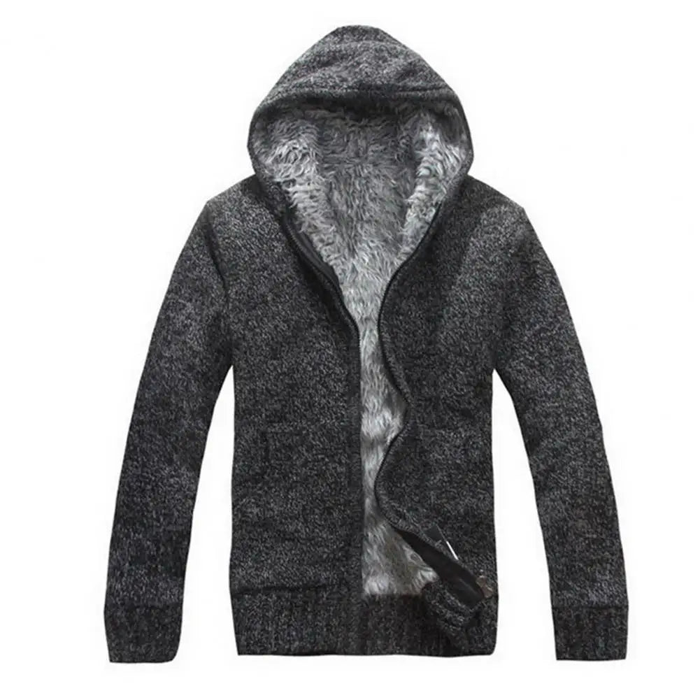 Knitted Hooded Sweater Jacket