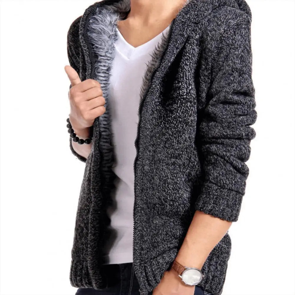 Knitted Hooded Sweater Jacket