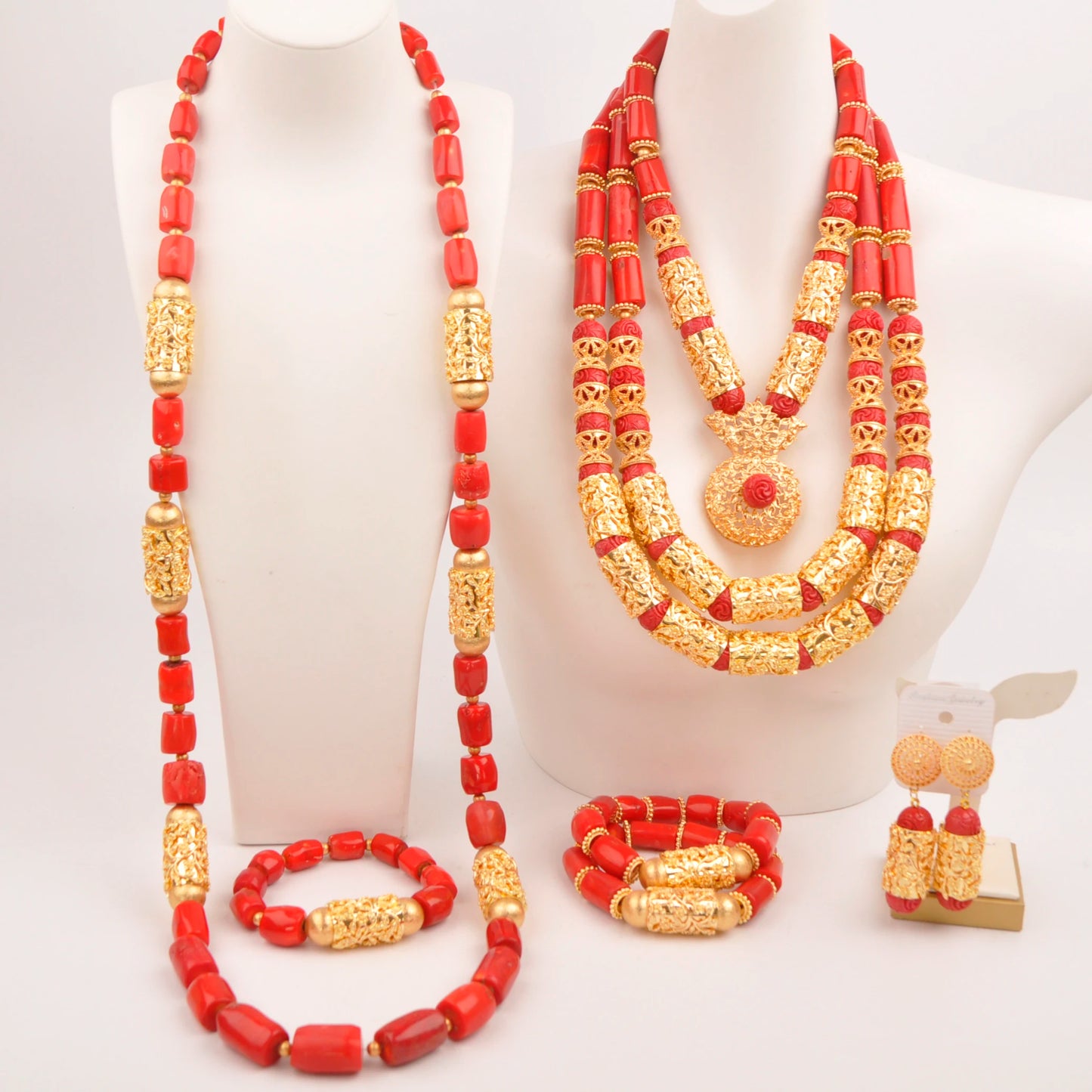 32 inches Coral Beads Necklace Jewelry Sets