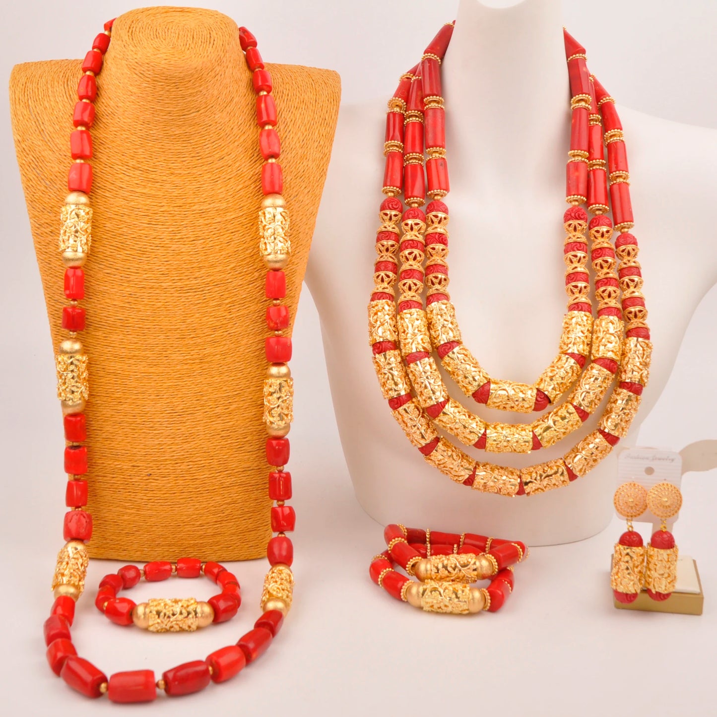 32 inches Coral Beads Necklace Jewelry Sets