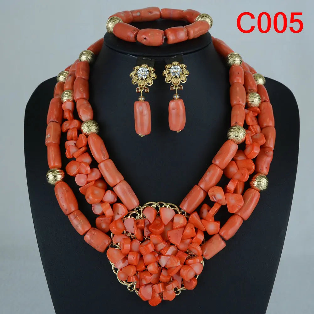 Coral Beads Jewelry Set