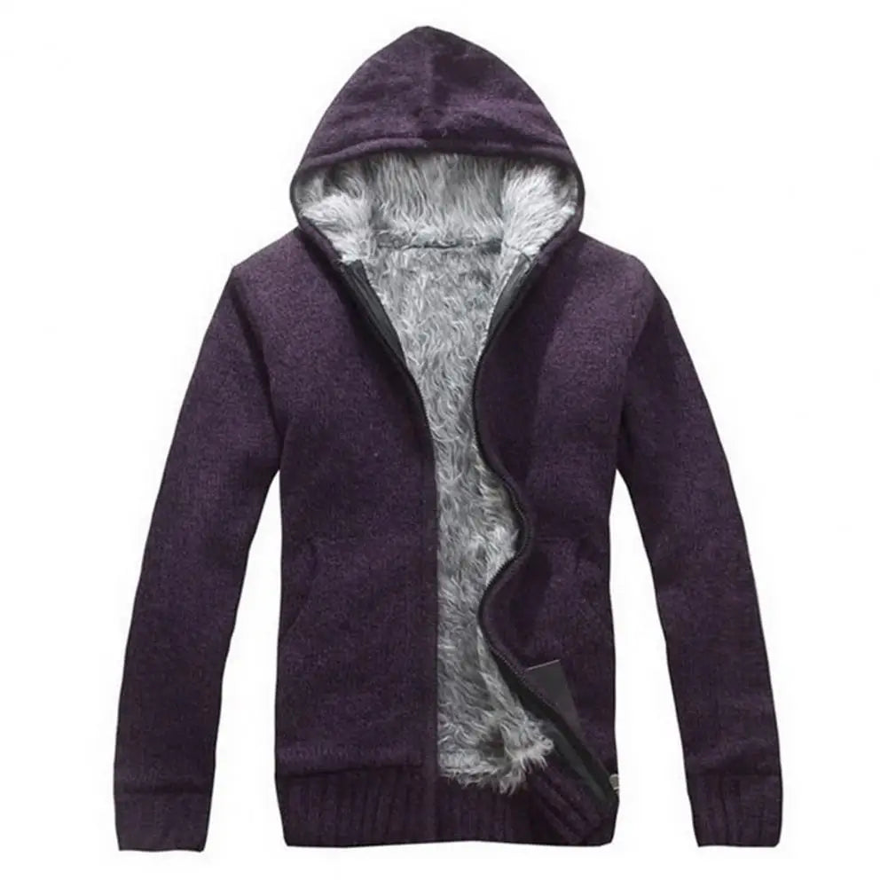 Knitted Hooded Sweater Jacket