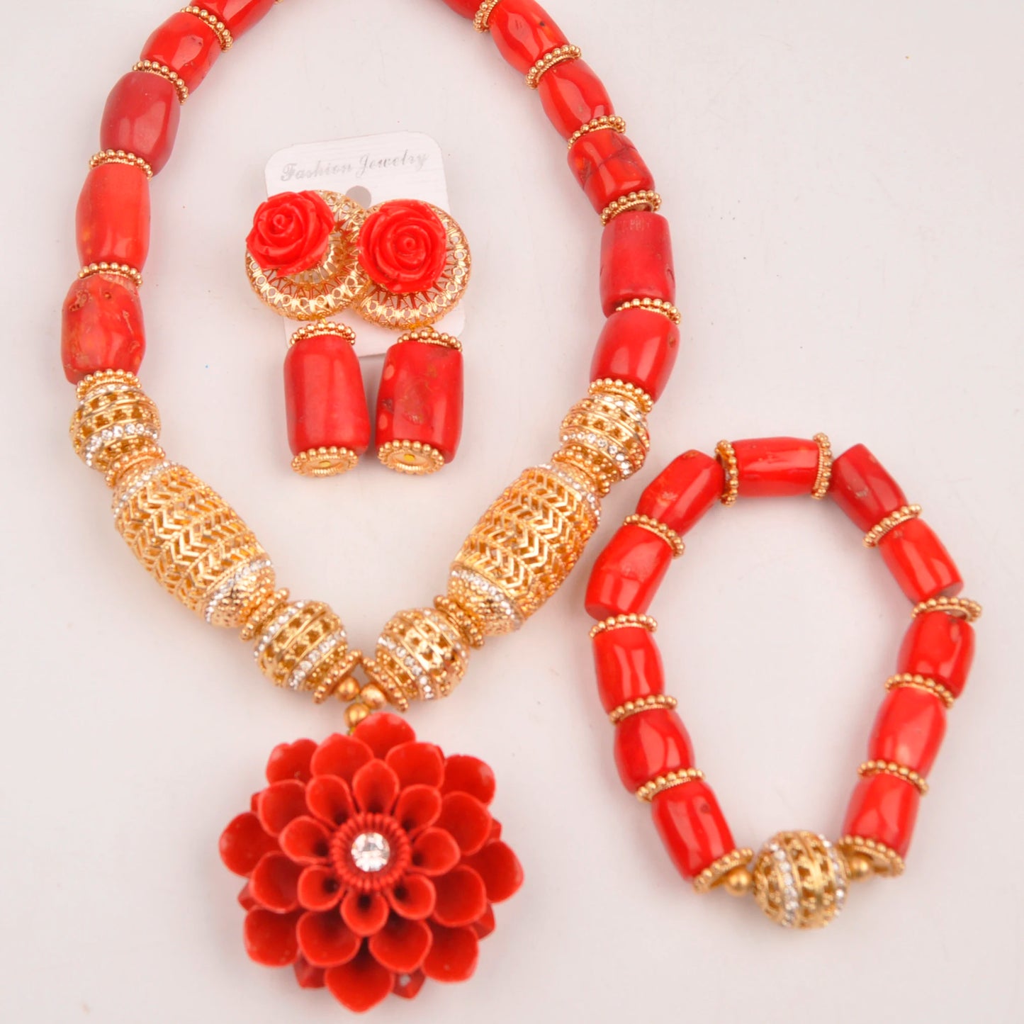 32 inches Coral Beads Necklace Jewelry Sets