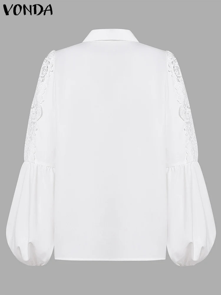 Elegant Long Sleeve Lace Patchwork Top