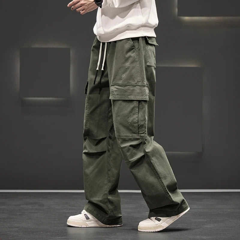 Wide Leg  Cotton Cargo Pants