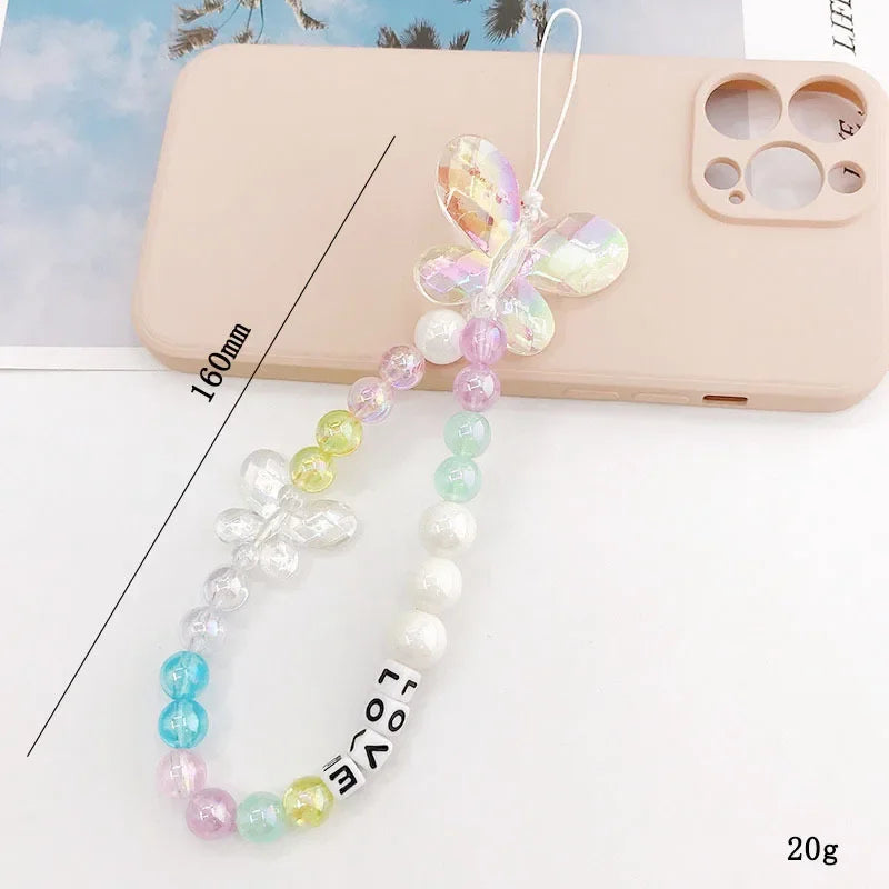 Acrylic Flower Cat Head Beads Charm Phone Chain