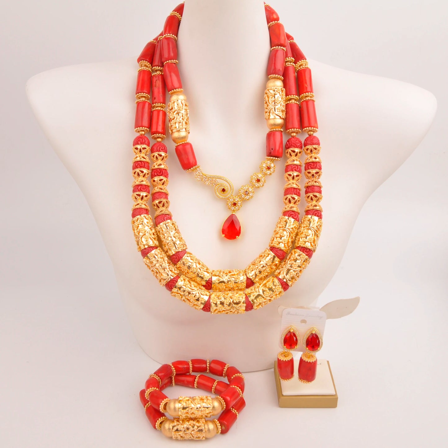 32 inches Coral Beads Necklace Jewelry Sets