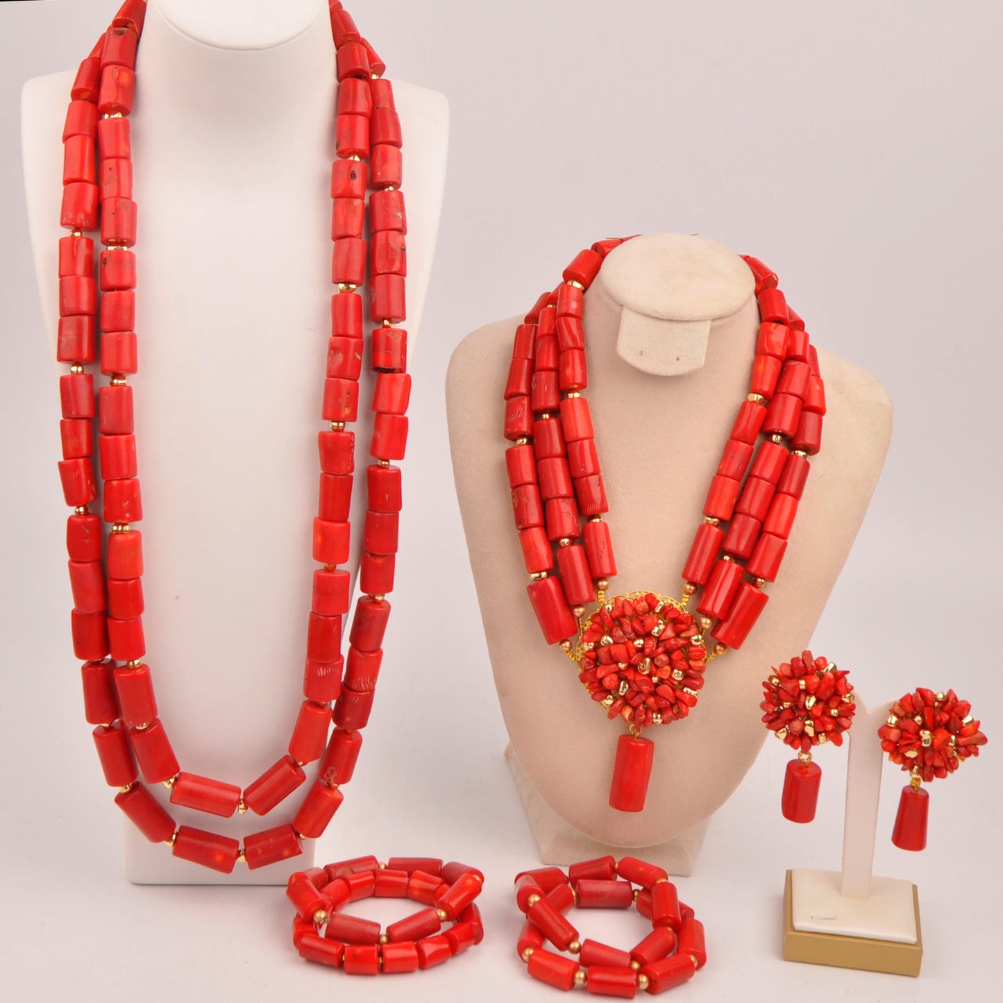 32 inches Coral Beads Necklace Jewelry Sets