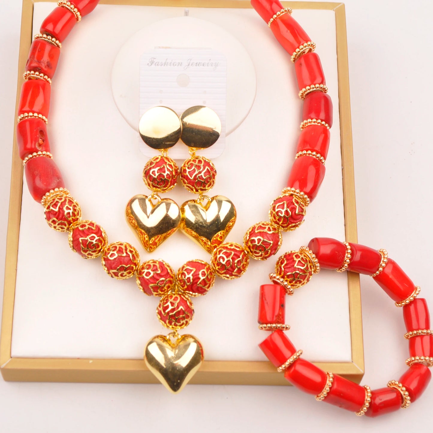 32 inches Coral Beads Necklace Jewelry Sets