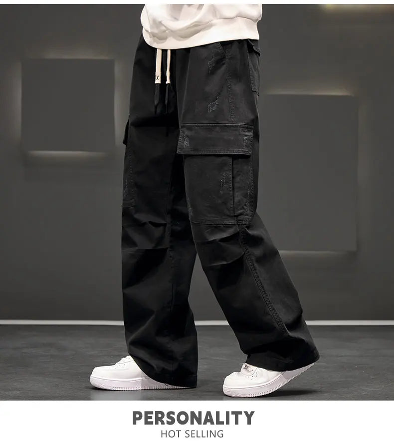 Wide Leg  Cotton Cargo Pants