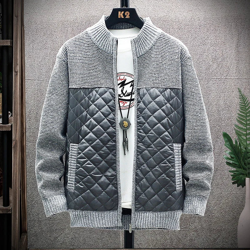 Men's Casual Standing Collar Sweater Jacket