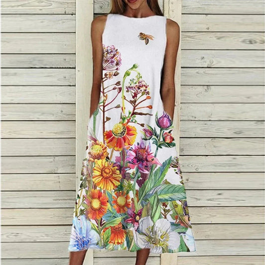 Floral Print Knee-Length Summer Dress